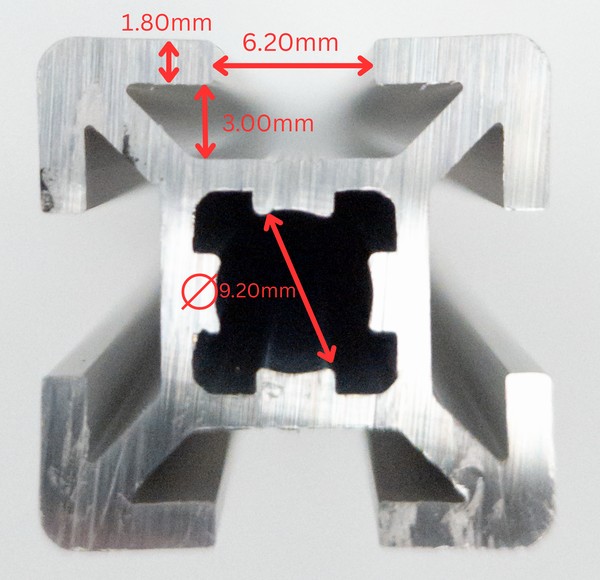 H-slot aluminum extrusion profile close up photo